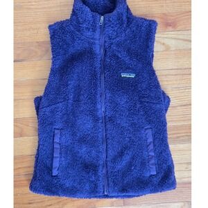Patagonia Women's Fleece Vest Purple FullZip Stand Up Collar Pockets Size Small